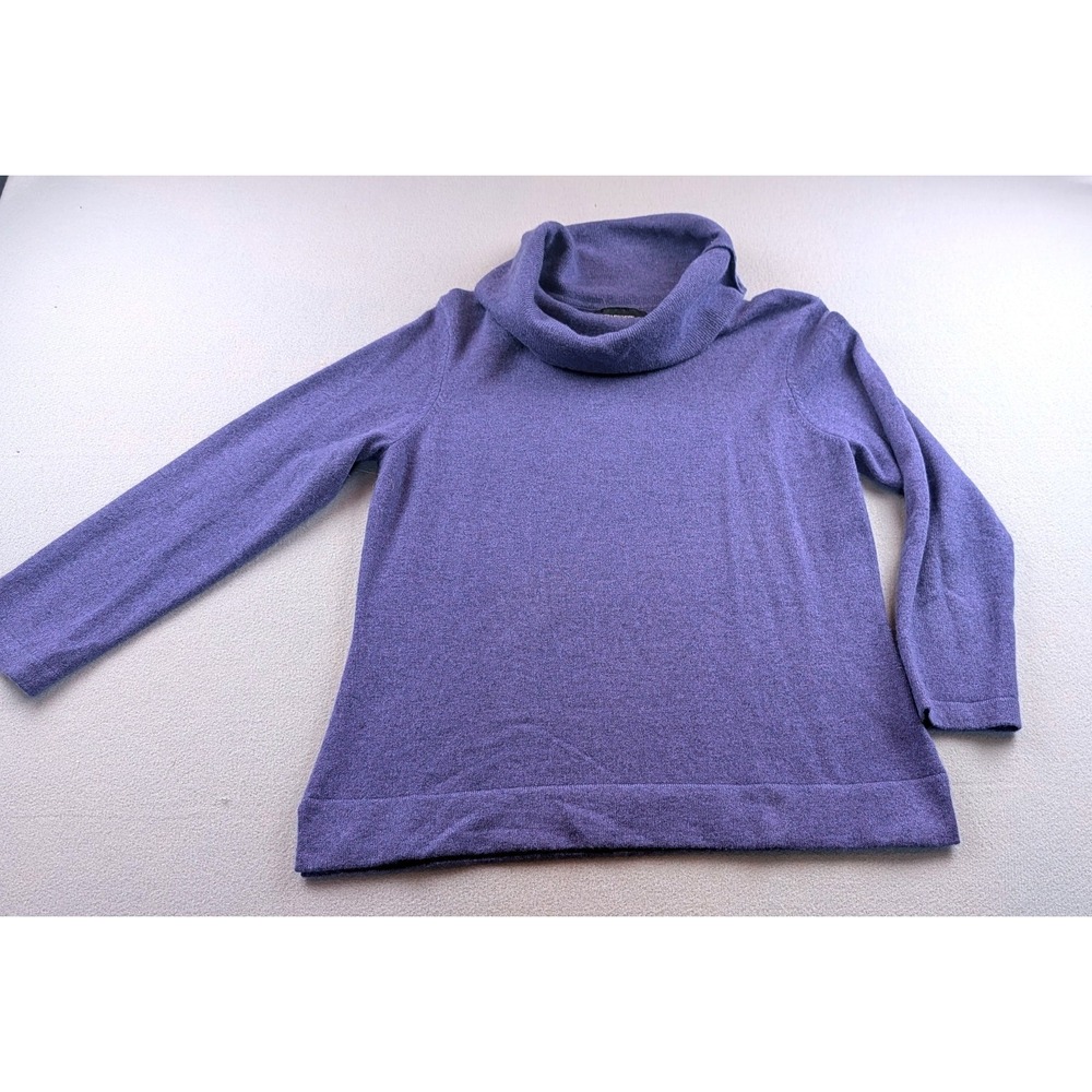 Jones New York Cashmere Sweater Womens Medium Purple Cowl Neck Button Detail